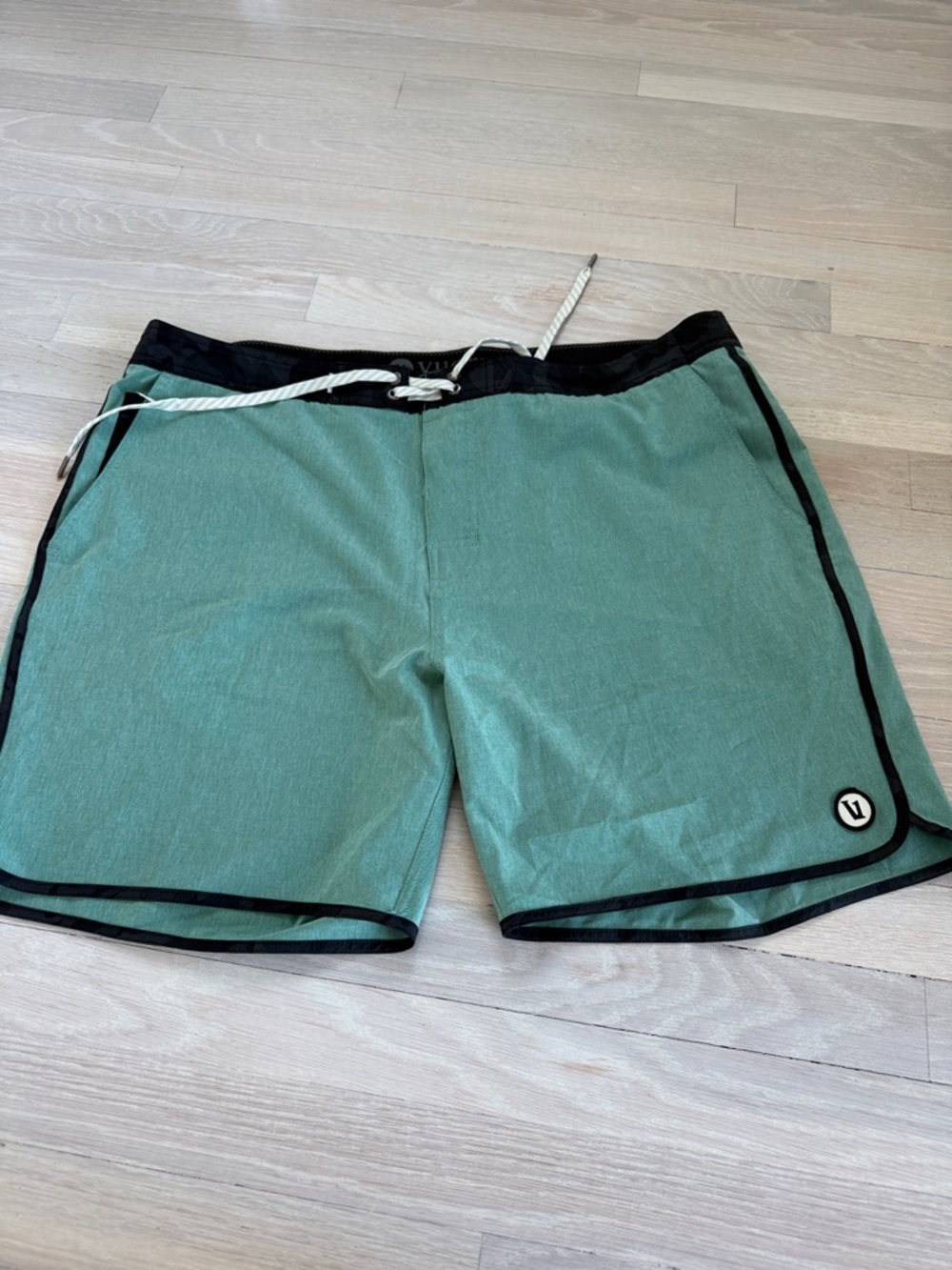 Vuori Green Swim Shorts with Contrast Trim